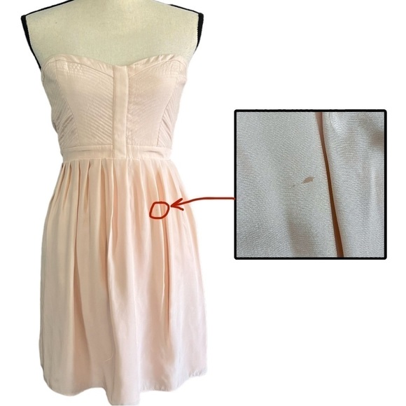 NWT Parker Pale Pink Silk Strapless Sweetheart Neckline Mini Dress sz S - Picture 8 of 14
